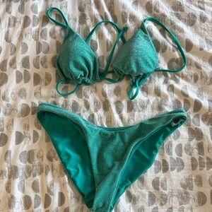 Gray Bandit Green Shimmer Bikini Set